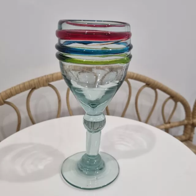 Hand Blown Art Glass Wine Glass