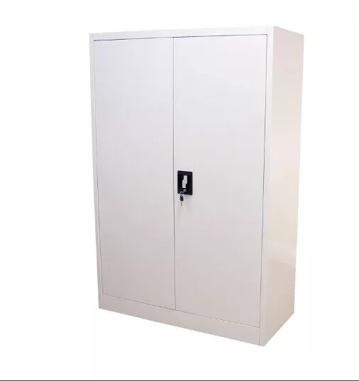 Metal Storage Cabinet 2 Door 140cm Lockable Bookcase Filing Cabinet 3-Shelf Unit