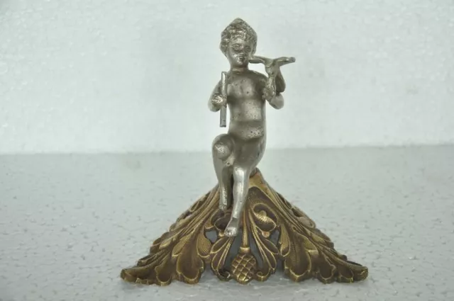 Old Brass Handcrafted Love Bird Victorian Engraved Figurine , Rich Patina