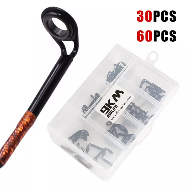 Mixed Size Fishing Rod Pole Guide Tip Top Ring Eye Repair Set 1.2mm-2.0mm Black