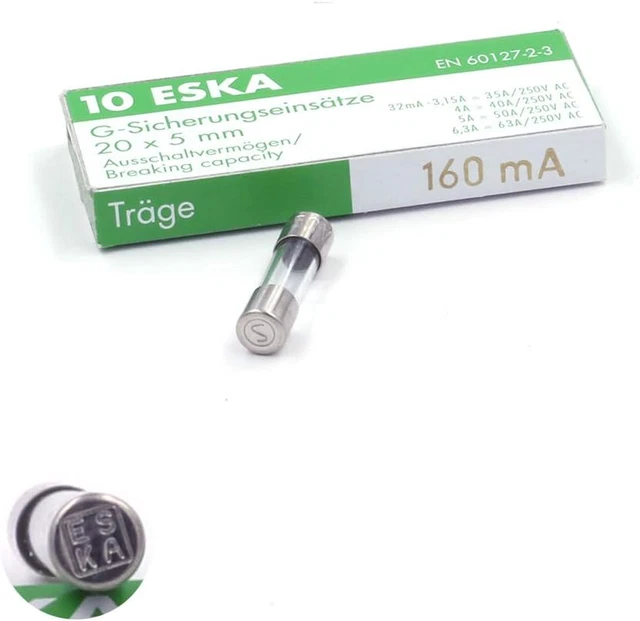 10X Fusible Temporisé (T) En Verre 160Ma / 250VAC 5X20Mm