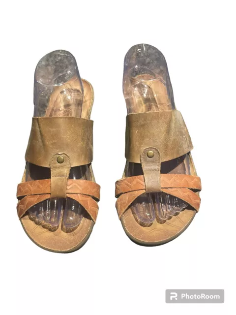 Cushe Mellow Women’s Coquira Brown Leather Slip On Comfort Sandals Size 8