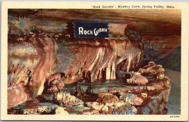 Rock Garden Mystery Cave Spring Valley Minnesota Vintage Linen Postcard B12