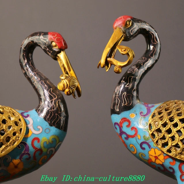 Broche Vintage Oiseau De Paradis - Émail Cloisonné Vert/beige - Couleur Or - N°4193