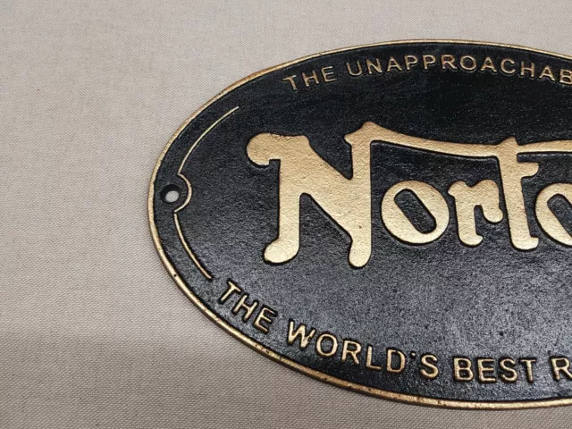 NORTON THE WORLD'S BEST ROAD HOLDER CAST IRON SIGN Motorbike Motorcycles 3