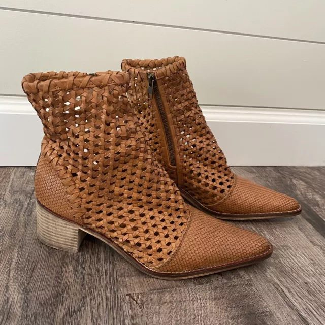 FREE PEOPLE WOMEN'S Tan In The Loop Woven Boot Leather - Boho - Festival -  New! $85.00 - PicClick