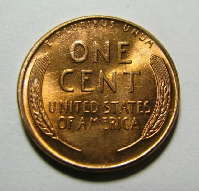 RED BU 1957-D LINCOLN WHEAT CENT Denver Mint Brilliant Uncirculated Cent 2