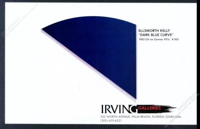 1983 Ellsworth Kelly Dark Blue Curve art Irving gallery show vintage print ad