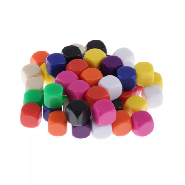 16MM Blank Colorful Dice for Board Games, DIY, Fun, and Teaching, Pack of 50