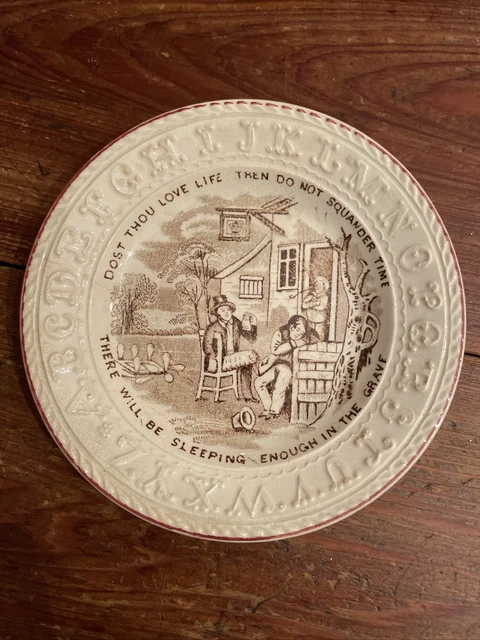 Early US 19th Century Ben Franklin ABC Proverb Plate - Do Not Squander Time