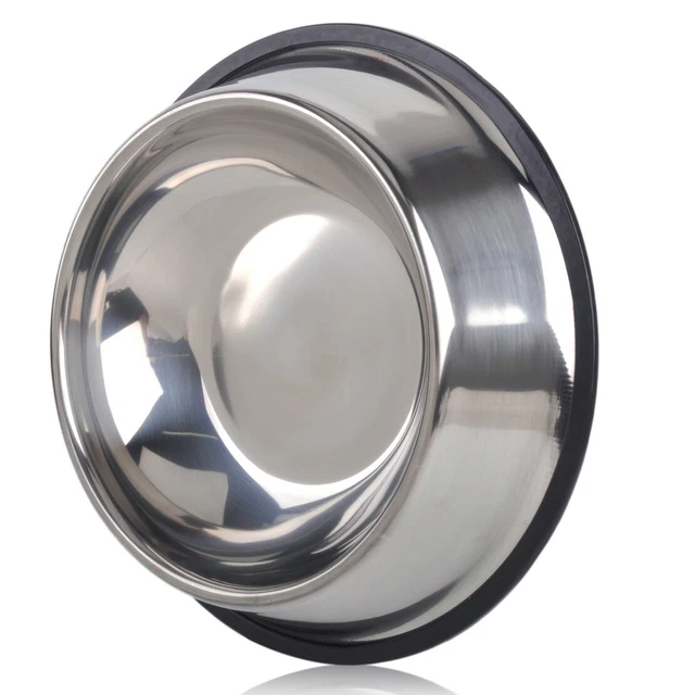 Stainless Steel Anti-slip Dog Cat Feeder Food Bowl Water Dish Pet Puppy Feeding