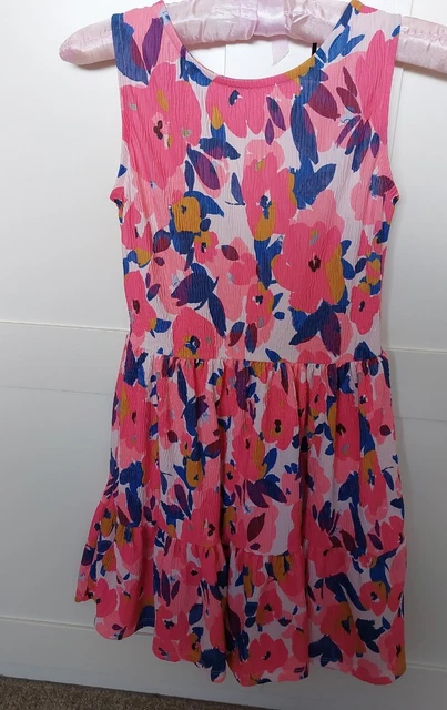Abito estivo floreale rosa Pretty Next per bambina età 9-134 cm indossato a malapena