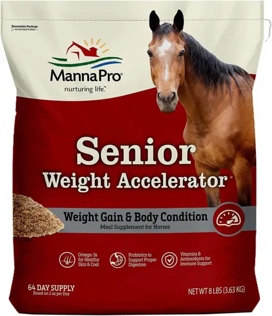 Weight Accelerator for Senior Horses w/Omega 3 Fatty Acids 8lbs. by Manna Pro