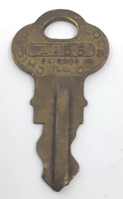 Cerraduras de repuesto vintage Key Chicago Lock Co 1055 ILL Appx 1-3/8" Steampunk