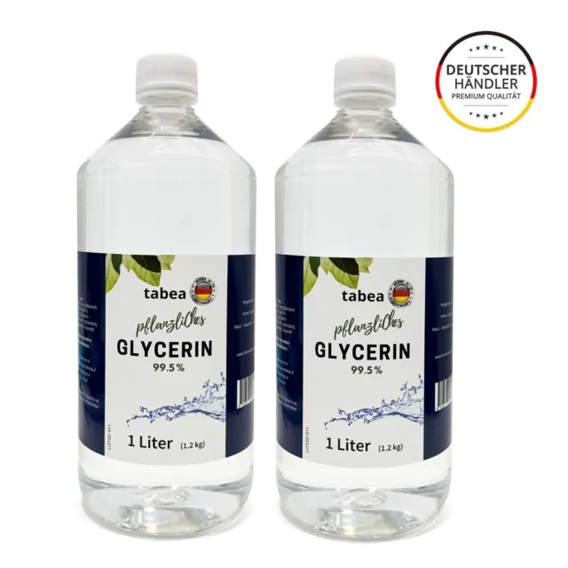 2 x 1000ml 1 Liter Glycerin Glycerol 995 tabea 99,5% E422 vegan Pharmaqualität