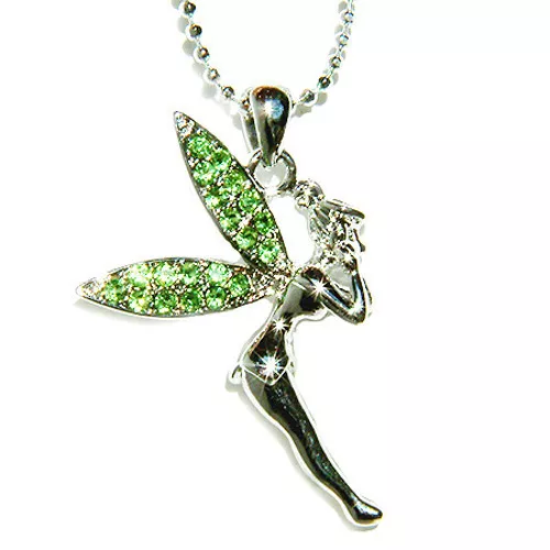 Vert Fée Clochette ~ Avec Cristal Swarovski Fairy Tinker Pixie Ange Collier