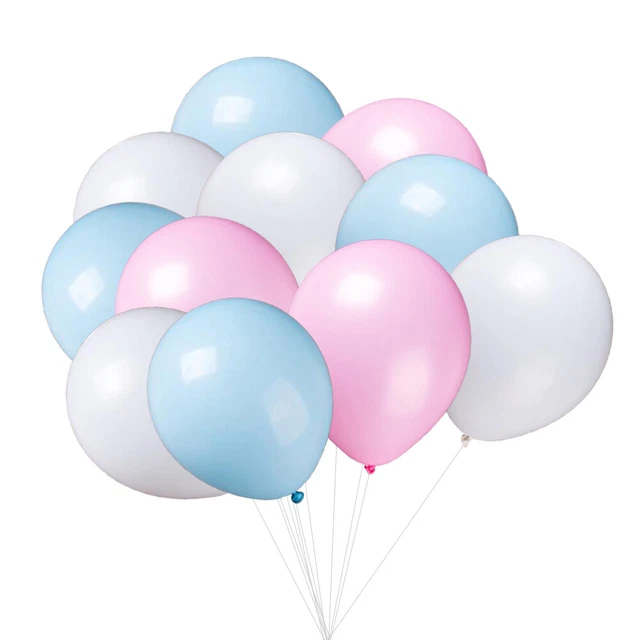 Ballons Anniversaire Rose Et Bleu - Lot De 62 Ballons Métallisés Et Confettis - Pour Gender Reveal, Baby Shower - 9