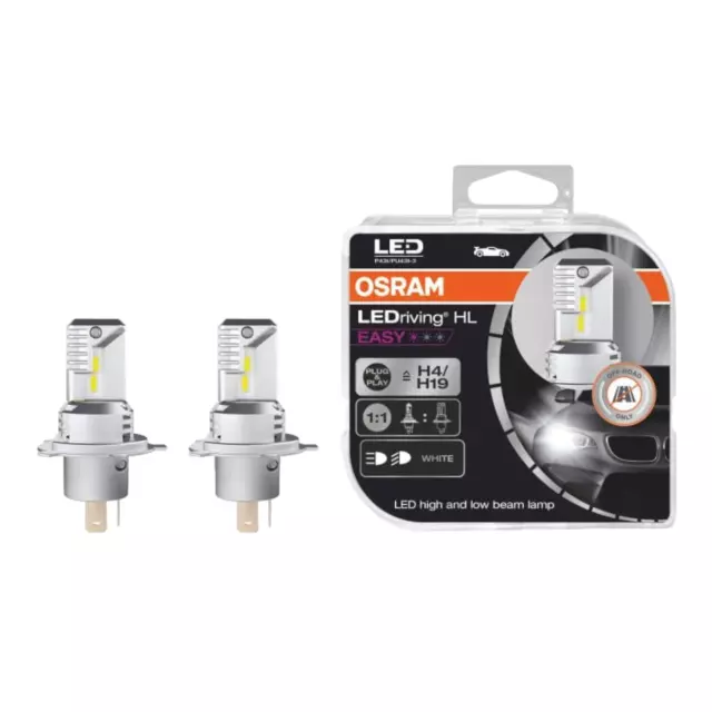 COPPIA 2 Lampade Lampadine H4 / H19 LED HL EASY OSRAM LUCE BIANCA 6000K