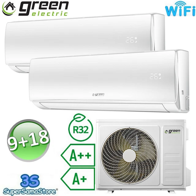 3S Climatiseur Green Electric A++ R32 9000+18000 Btu Inverter Dual Split Wifi