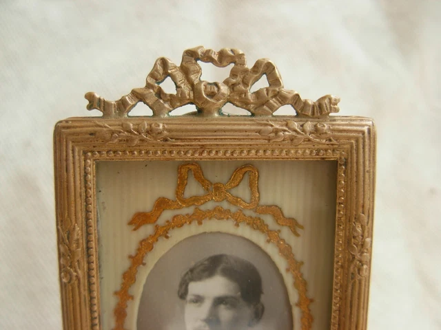 ANTIQUE FRENCH BRONZE BRASS MINIATURE PHOTO FRAME,LOUIS 16 STYLE,LATE 19th. 2