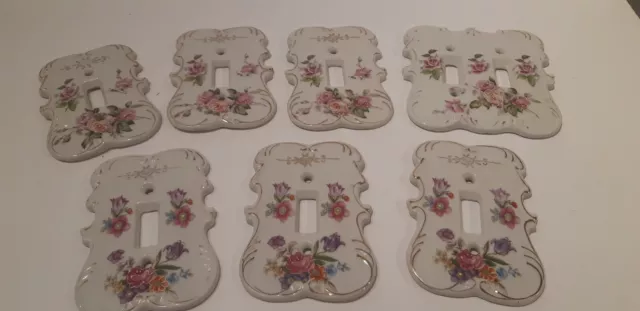 Arnart Porcelain Gilded Floral Light Switch Covers.  Made In Japan. Vintage