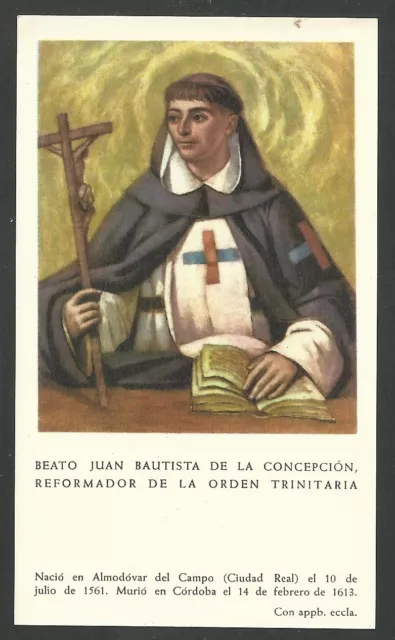 Estampa antigua de San Juan de la Concepcion andachtsbild santino holy card