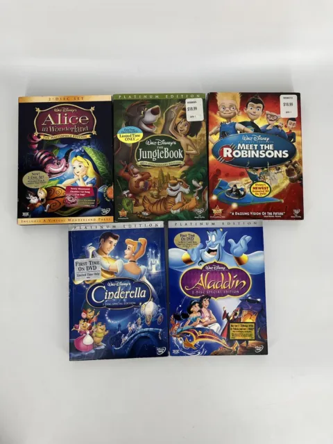 Walt Disney Lot Of 5 DVDS Movie Set Jungle Book Cinderella Classic Movies