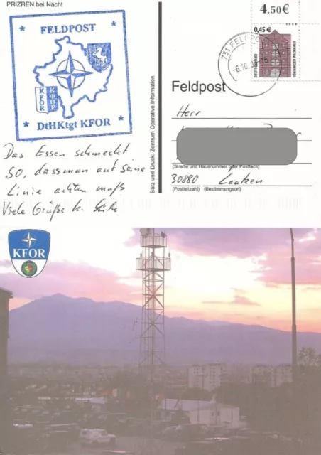 Feldpost Karte KFOR FpA Prizren 731? 6.10.2003Druck Truppe OpInfo 950