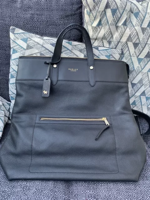 Radley black leather back pack