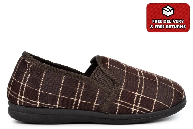 Pantofole da uomo slip on da uomo marroni a scacchi taglia 6-14 taglia 13 taglia 14