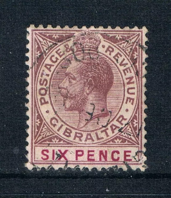 Gibraltar 1912 - 6d KGV - Dull Purple & Mauve - SC 70 [SG 80] USED - S4