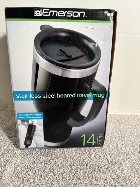 EMERSON Stainless Steel Heated Travel Mug 12V Power Adapter- 14 Fl. Oz 