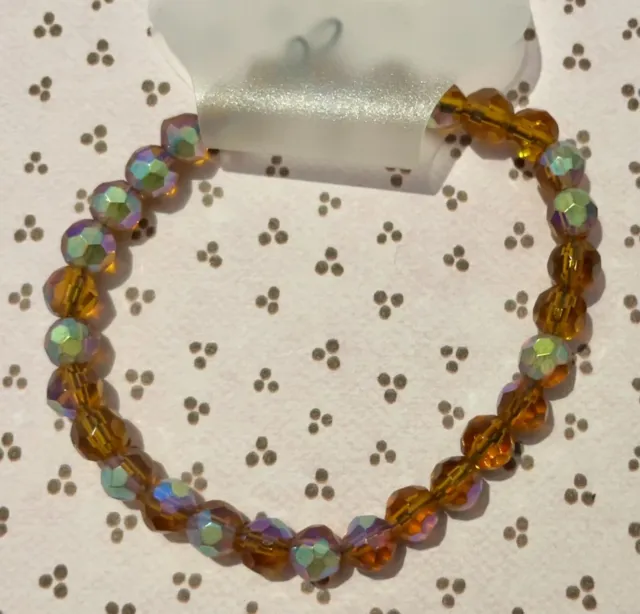 Faux Gemstone Bead Threaded Elastic Bracelet