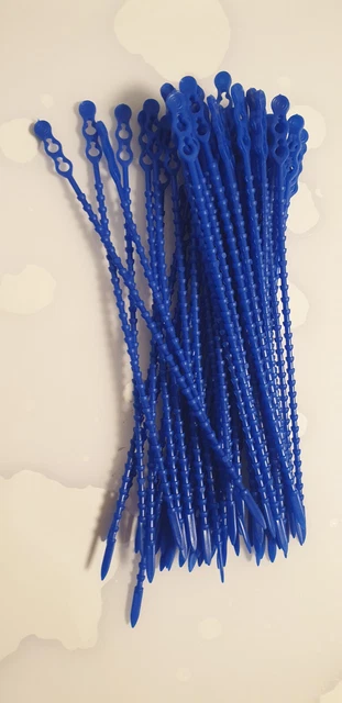 100 Verstellbare Pflanzenbinder, flexible Kunststoff-Drehbinder, Blau