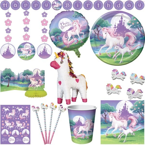 Fantasie Licorne Anniversaire D'Enfant Set de Fête Décoration Pferde Motoo