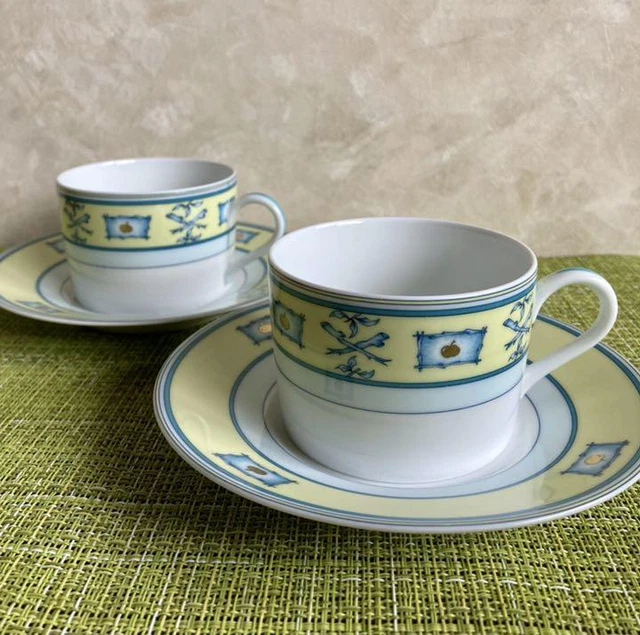 Limoges Raynaud Gold Apple Pom Doll Cup Saucer Pair