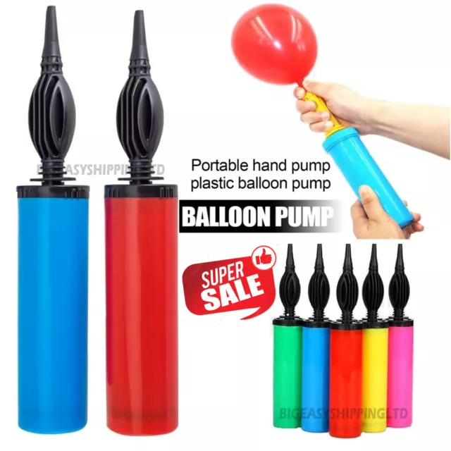 5pc BALLOON PUMP SET WITH TIE TOOL HAND HELD PORTABLE AIR INFLATOR PARTY TOOL UK