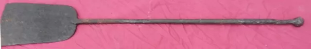 Antique Hand Forged Wrought Iron Peel for Hearth Fireplace Hammered Faceted Knob