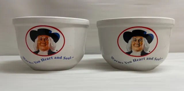 2 Quaker Oats And Quaker Man  Oatmeal/Cereal Bowls Warms Your Heart And Soul
