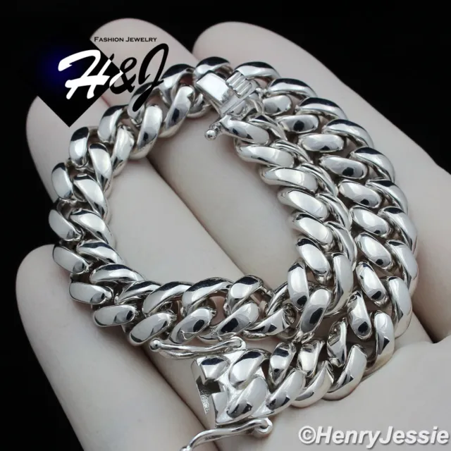 7"-9"Men 925 Sterling Silver 10Mm Plain Miami Cuban Curb Link Chain Bracelet*Sb3