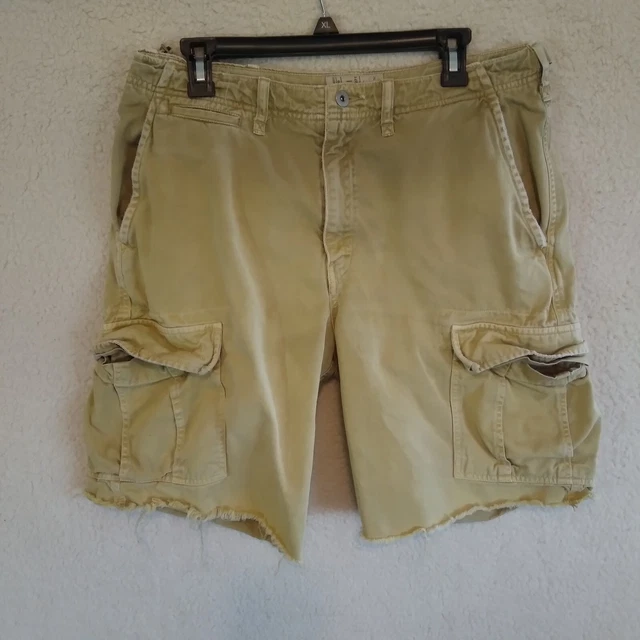 Vintage American Eagle Cargo Shorts Mens 32 Tan Flat Front Preppy Casual Y2K 90s