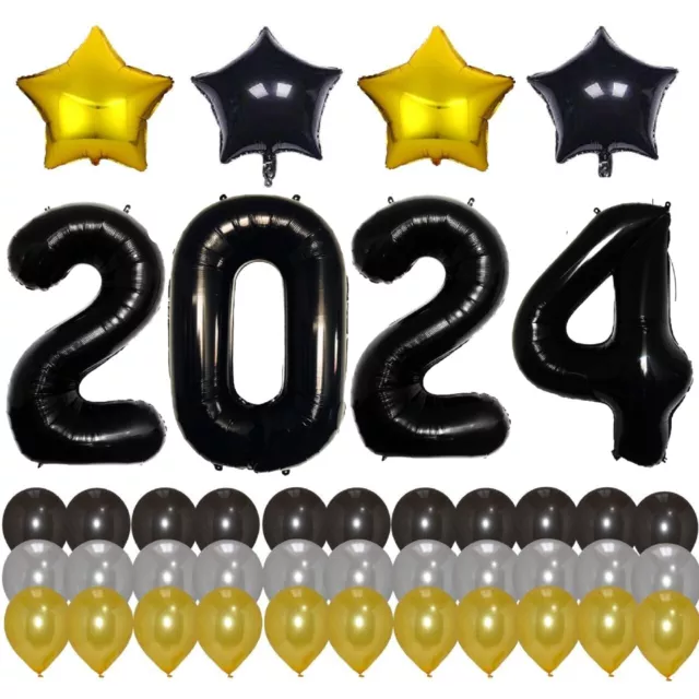 2024' Numbers Foil Balloons New Year Eve Xmas Latex party Decor Ballons  Ribbon