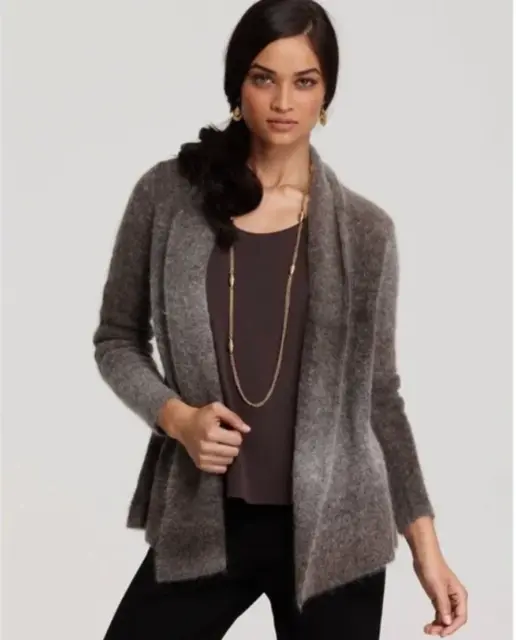 Eileen Fisher Cardigan Mohair Wool Sweater Size Medium Open Front Gradient Ombre