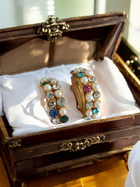 Années 50 Boucles d'Oreilles Rétro Strass Monaco - Ma Penderie Vintage
