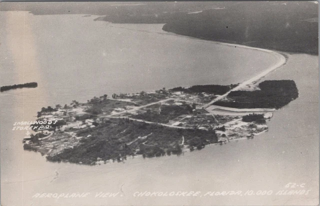RPPC Postcard Airplane View Chokoloskee Florida 10,000 Islands FL