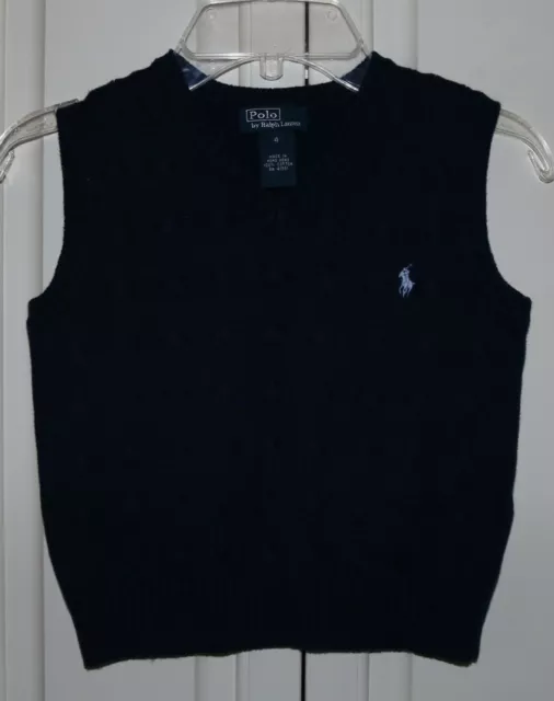 Boy's Polo Ralph Lauren Navy Blue Cable Knit Sweater Vest - Size 4