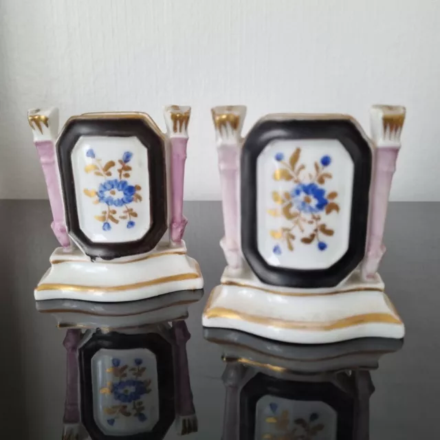 2 Petits Vases Porcelaine de Paris XIXè Napoléon III 19thC