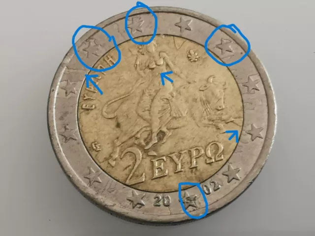 2 Euro Münze 2002 Griechenland Fehlprägung Mit " S "