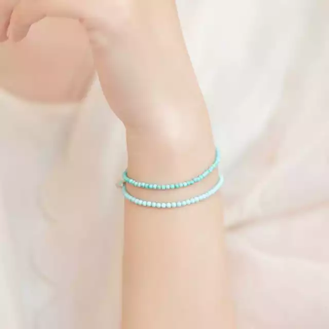 Beau bracelet 4 mm perles turquoise naturelles poignet bohème souvenir chanceux 2