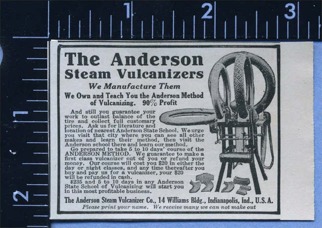 Original Magazine Print Ad  1919 Anderson Steam Vulcanizer